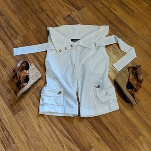 AirField Shorts white zipper pockets with bling